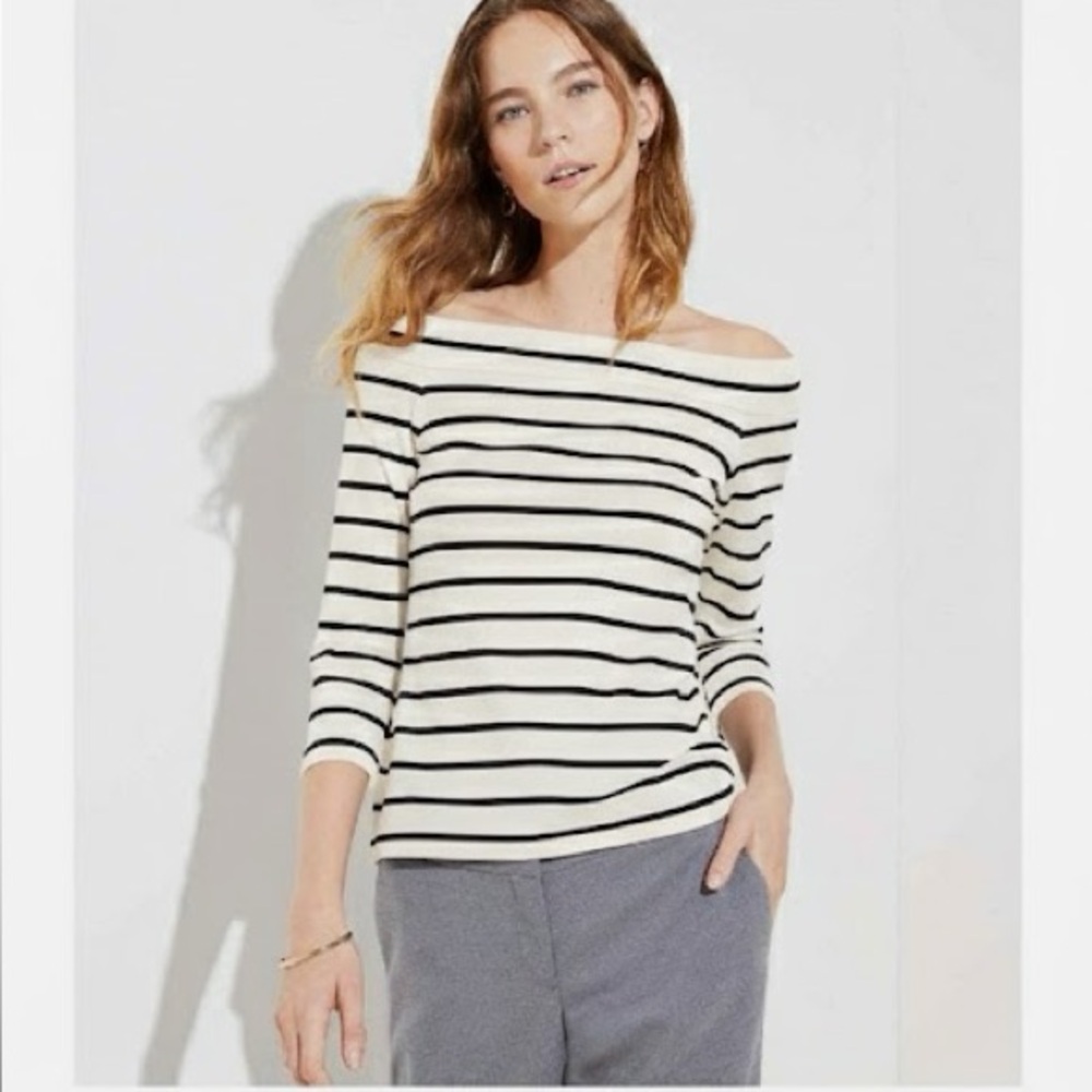 Loft Striped Off-the-Shoulder Top